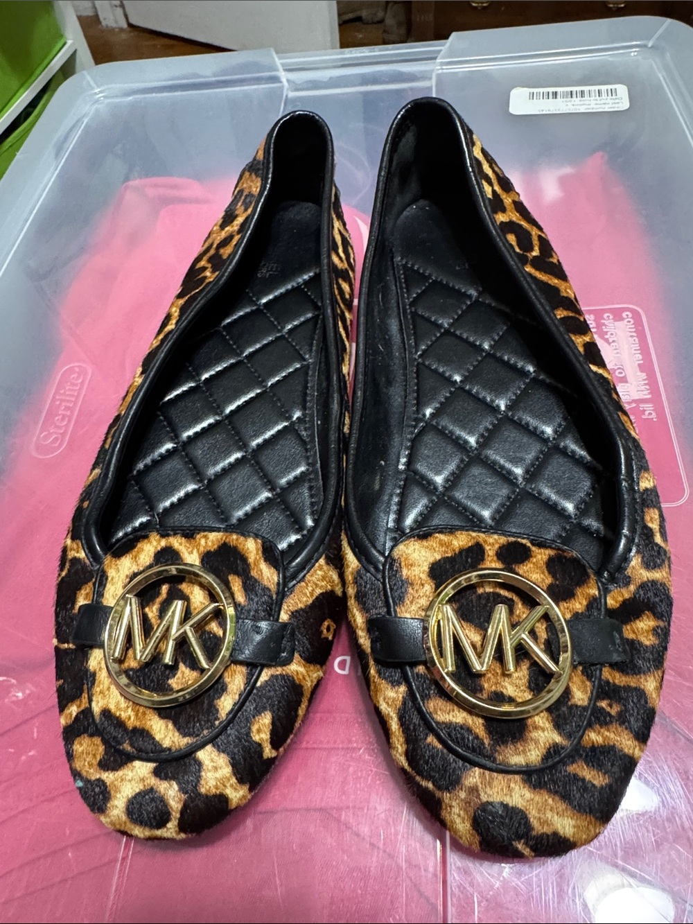 Michael Kors Leopard Print Ballet Flats with Gold MK Emblem-make me an offer!